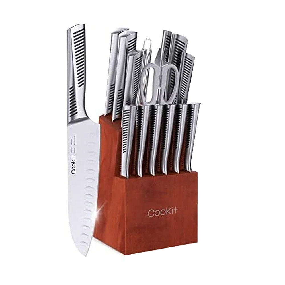 Cookit 15-Piece Stainless Steel Hollow Handle Kitchen Chef Knives