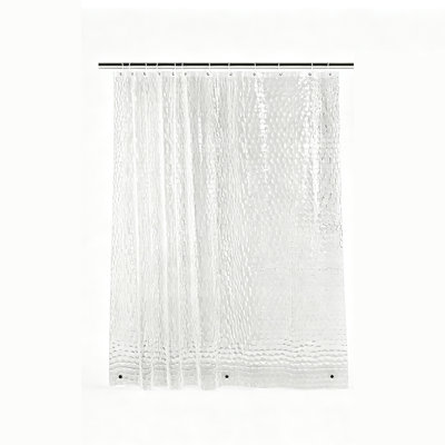 Clear Shower Curtain 180 X 200 cm Extra Long Shower Curtain, 3D Design Weighted Bath Curtain with 12 Curtain Hooks