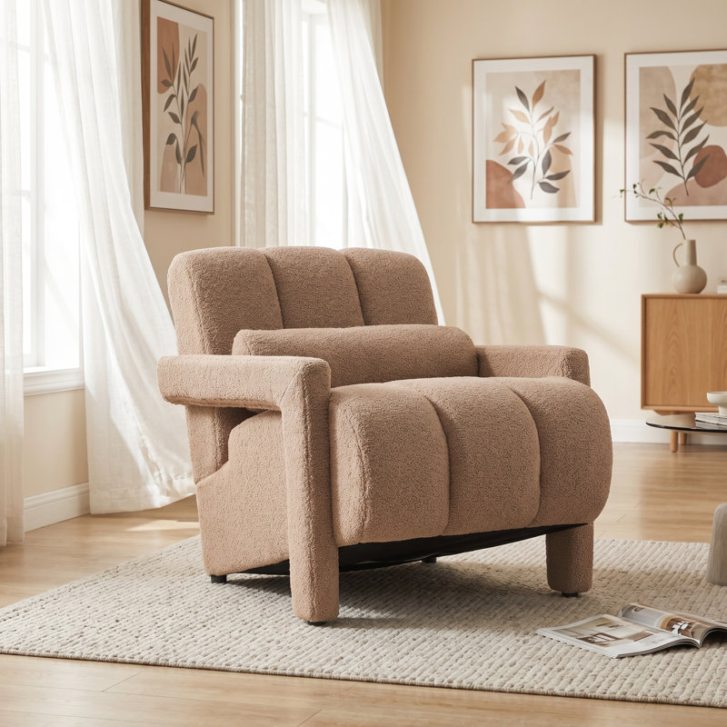 Jakeim 28‘’ Upholstered Accent Chair with Arm, Tan