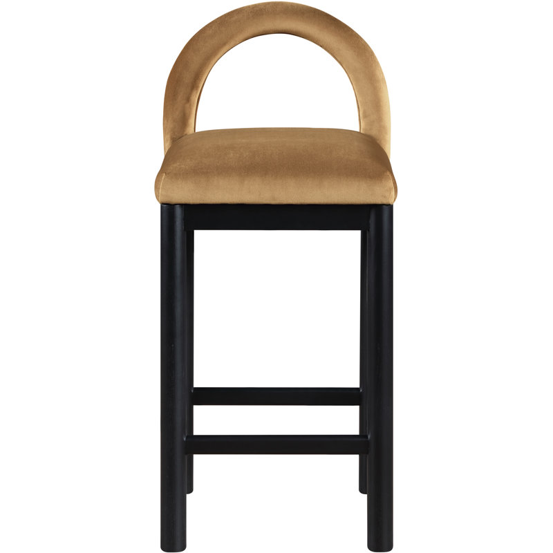 Tabouret de comptoir Conrad, Siège en velours selle / cadre noir