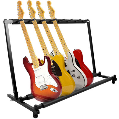 9-Space Foldable Universal Multi Guitar Stand - Guitar Stand Portable Collapsible Instrument Floor Guitar Rack Holder W/ Foam Padding -  Rainbow Home, DTfB0777LDYNB