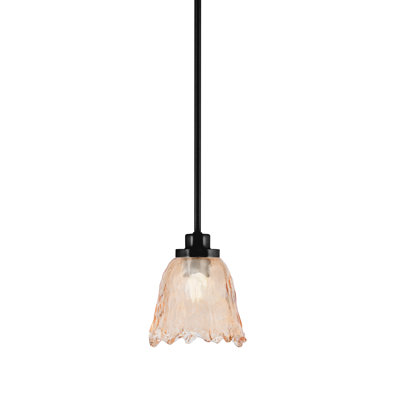 Suspension Alirra Mini, noir mat, verre lave ambré de 18 cm