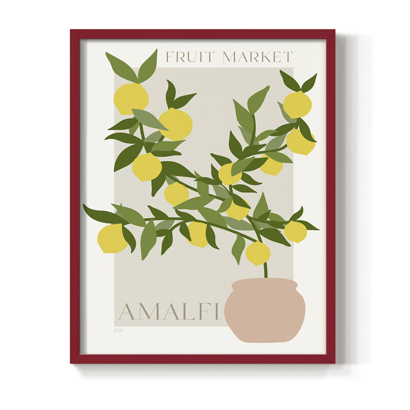 "Affiche de citron Amalfi", H 30 po x l 24 po, Rouge