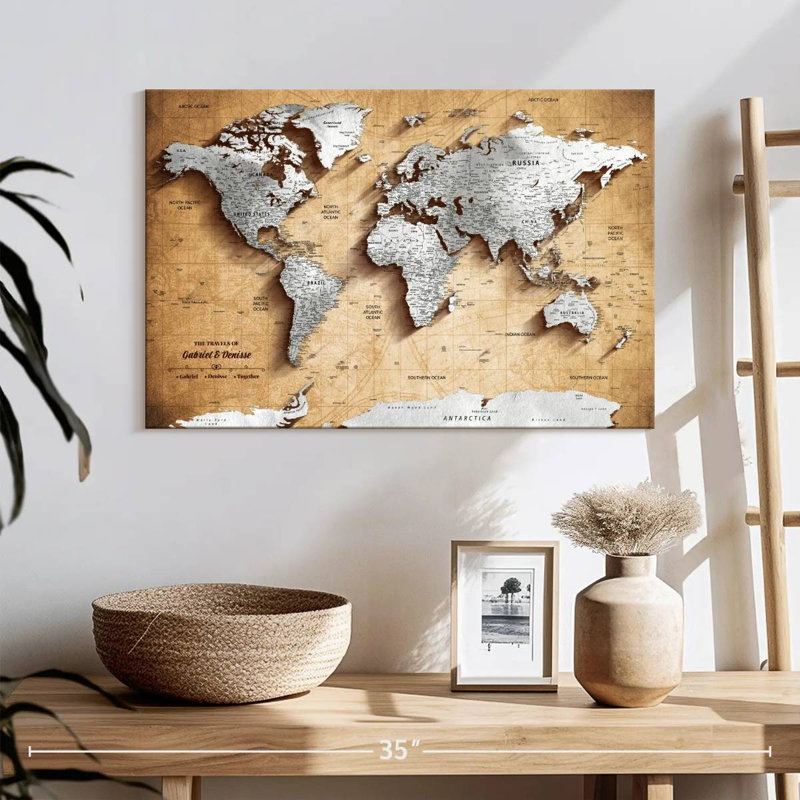 Carte du monde personnalisée punaise II, H 16 po x l 24 po, Oui