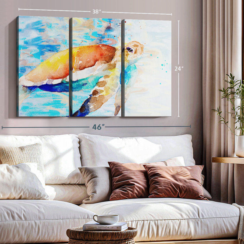«Turtle Passing Through» sur toile, H 24 po x l 38 po x P 1,25 po