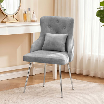 Dorsi Velvet Upholstered Button Tufted Modern Dining Chair