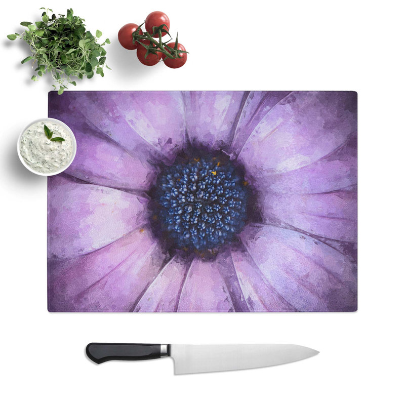 Tempered Glass The Eye of a Purple Flower in Abstract Chopping Board, 39 cm W x 28.5 cm L