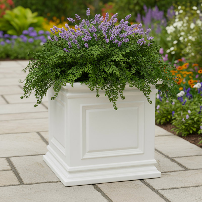 Takeia Square Planter Box, White