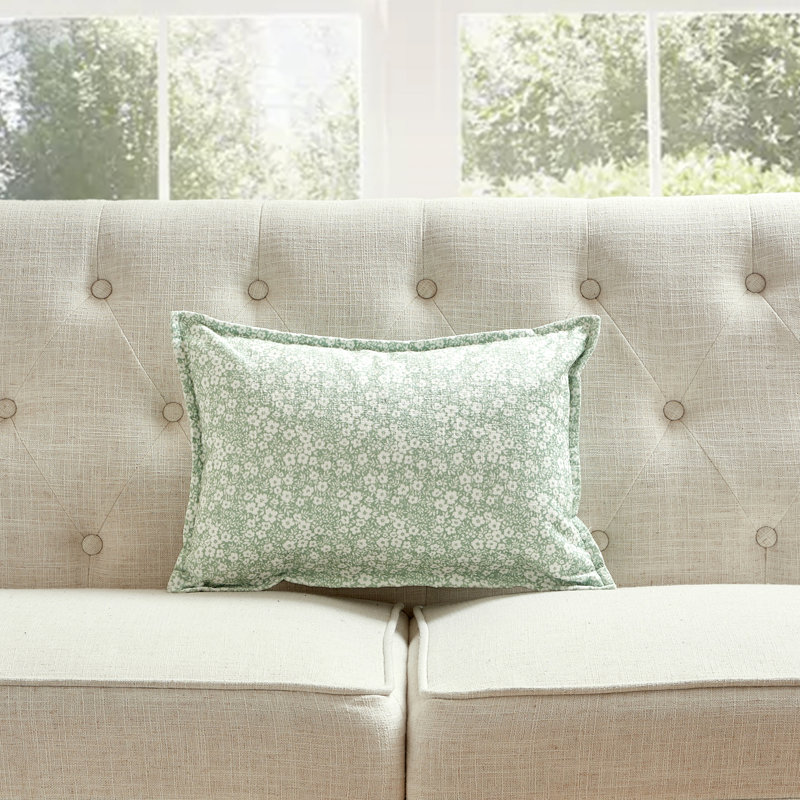 Coussin réversible à motif floral Leaf, Vert