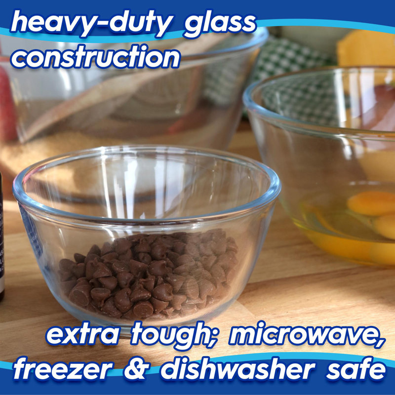 Harbour Housewares Glass Mixing Bowl Set - 3 Sizes