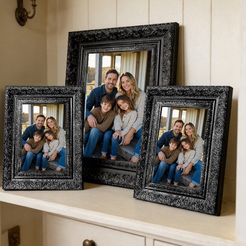 Cadre photo 3 pièces 5 "x 7" noir pour décor de tablette, Black, 3, L 5 po x H 7 po