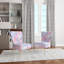 Chaise d'appoint rembourrée en velours rose et bleu à motif géométrique