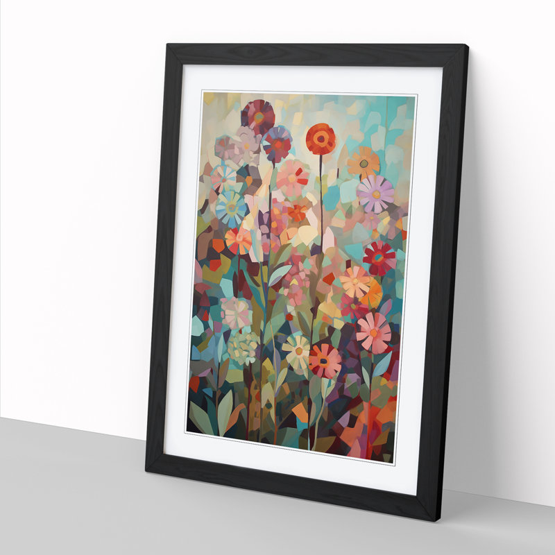 Modern Flowers Orphism Vol.7 - Picture Frame Print, 64cm H x 46cm W x 2cm D, Black