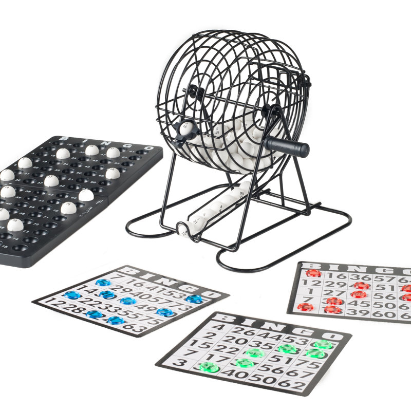 Complete Bingo Set for Kids and Adults with Tumbler Cage, Master Board, Sheets, and Markers