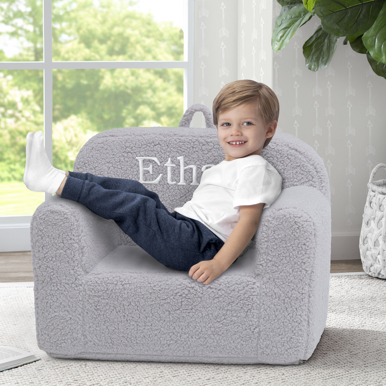 Sherpa Personalized Kids Club Chair, Gray, Yes, Brantdford