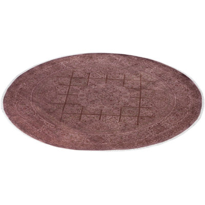 Tapis mauve en laine noué à la main de style moderne et contemporain 8 pi 4 po x 8 pi 5 po Carreon