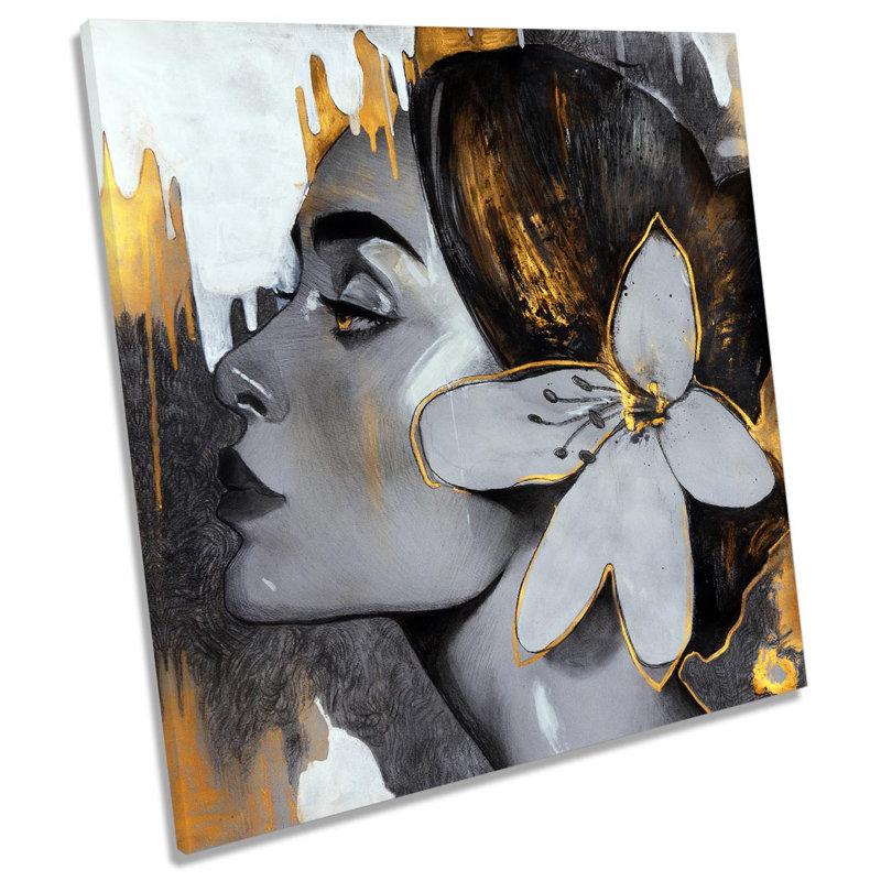Woman Beauty Floral - Wrapped Canvas Painting, 91.4cm H x 91.4cm W x 4cm D