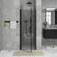 28 po X P 72 po Porte de douche semi-sans cadre H H avec finition en noir mat et verre trempé transparent
