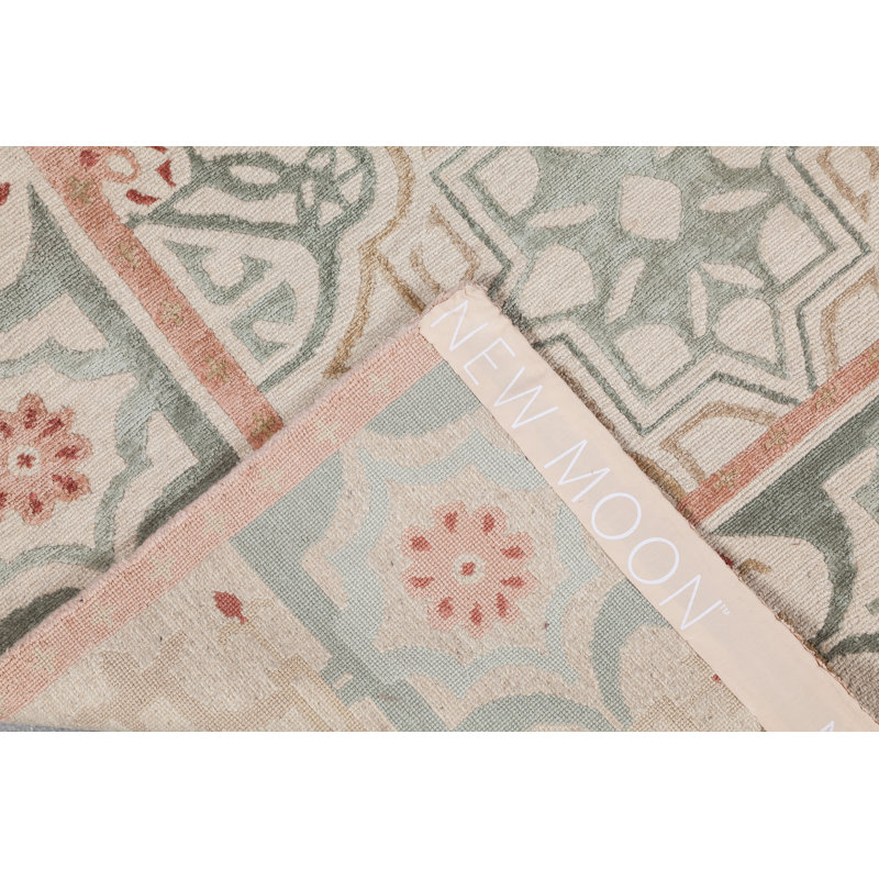 Capistrano Oriental Area Rug in Peach/Soft Blue/Tan, Runner 3' x 12'