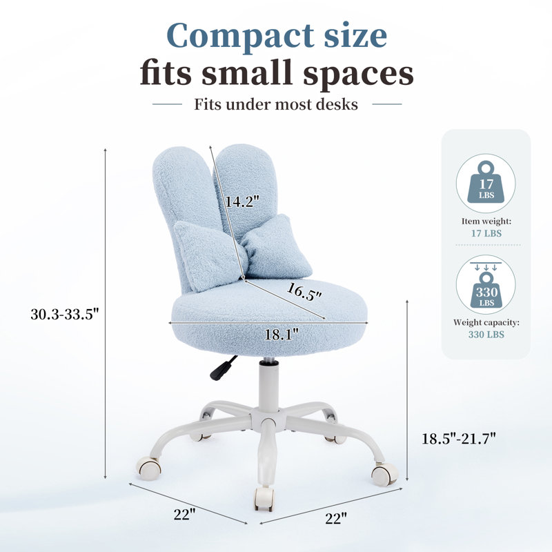Fauteuil de bureau réglable en tissu, Bleu