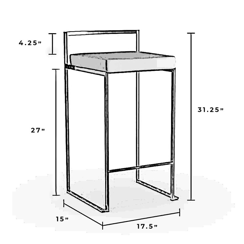 Bobrow Kuelper Unfinished 27'' Counter Stool, Silver, Faux Leather White