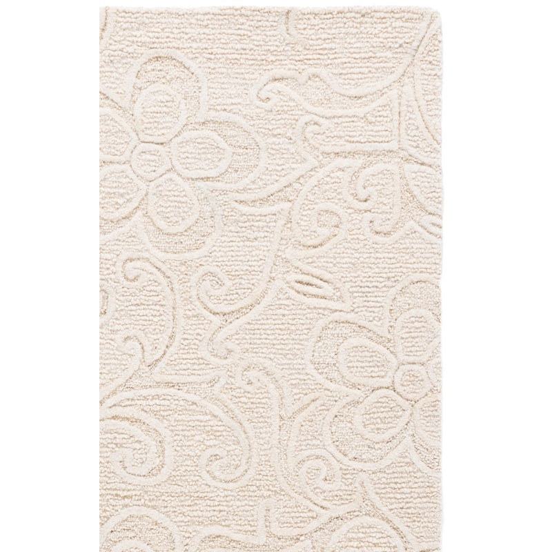 Laine touffetée à la main Natura 806; Tapis floral en coton, Rectangle 8 pi 0 po x 10 pi 0 po