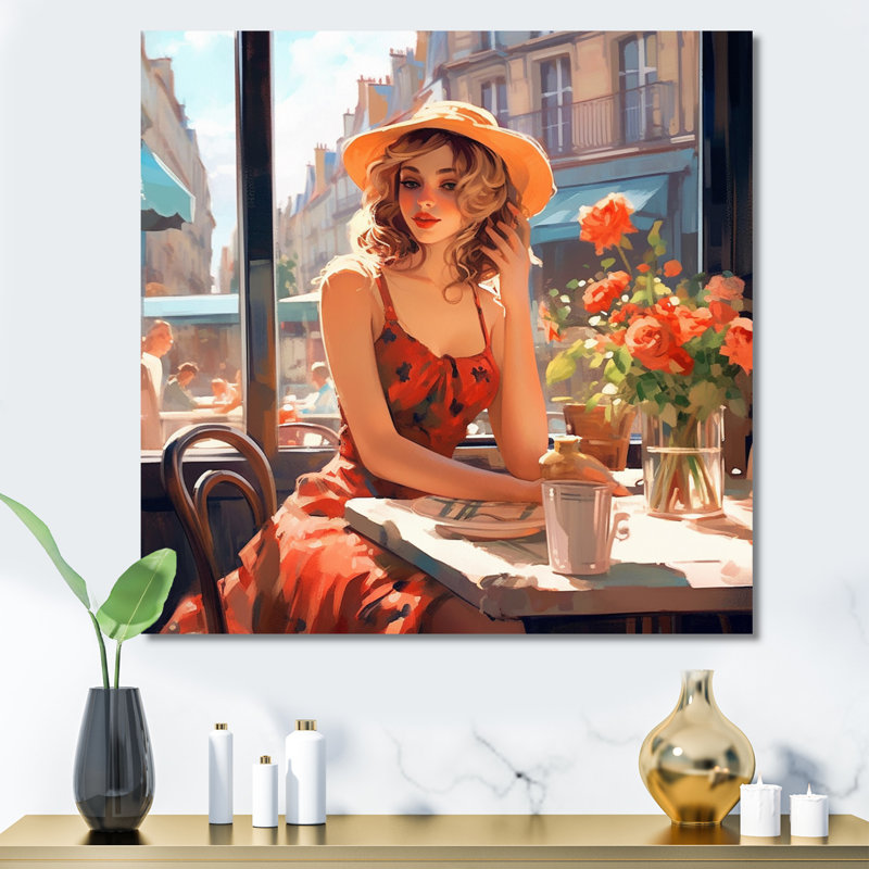 Portrait d'une femme à Paris III sur toile, H 36 po x l 36 po x P 1,5 po, Toile tendue