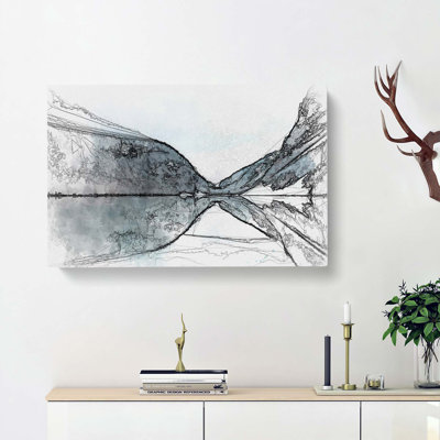 Mountain Range Reflection In Abstract - Wrapped Canvas