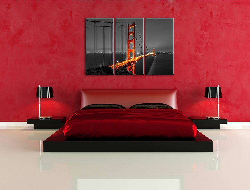 3-tlg. Leinwandbilder-Set „Majestätische Golden Gate Bridge“, Fotodruck