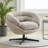 Modern Chenille Office Chair, 360° Swivel Club Chair/Accent Chair with Removable Cushion, Round Office Chair, Black Metal Base, Cotton Material, Living Room, Bedroom, Reading Corner, Office (Brown)-189869239