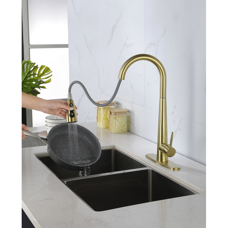 Kitchen Faucets With Pull Down Sprayer, Gold