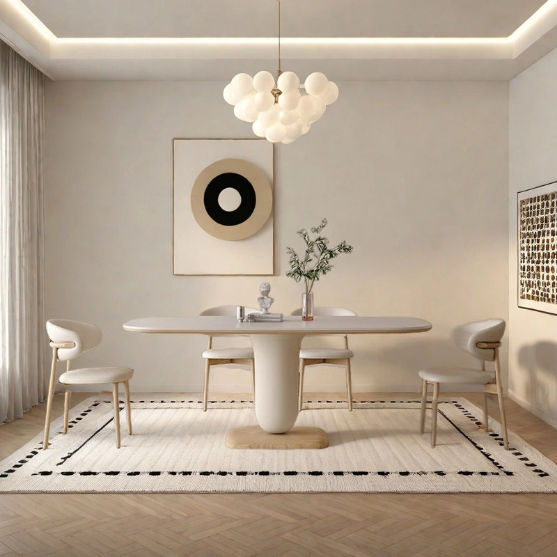 French modern dining table, 29.53"H x 78.74"L x 35.43"W