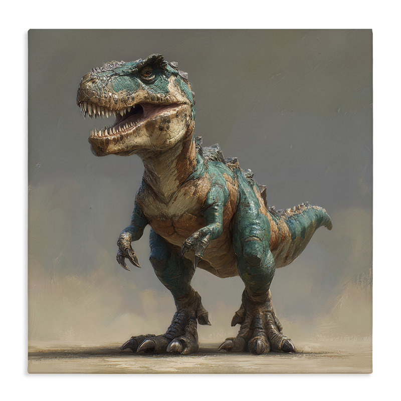 Toile d'étude turquoise T-Rex, design par Wumples, H 30 po x l 30 po