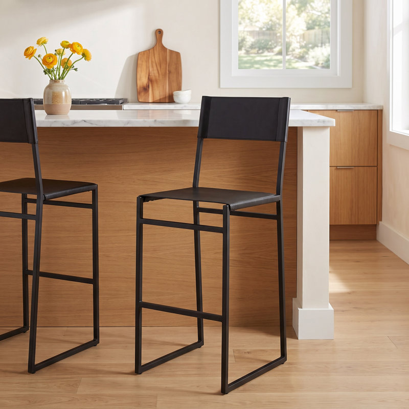 Fairbanks Counter Stool with Metal Frame, Black, Bar Stool (30" Seat Height)