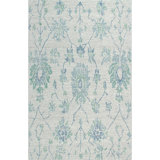 Caspar Floral Wool Blue Area Rug
