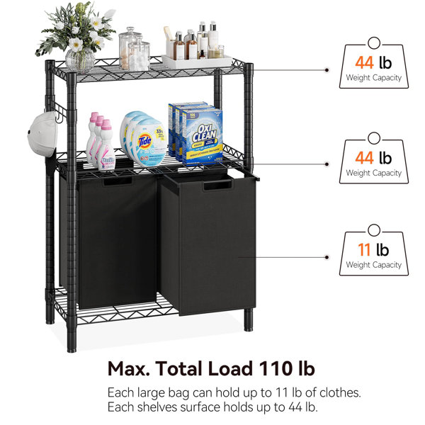 Homhougo Metal Free Standing Laundry Room Organizer