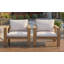 Ensemble de chaises d'extérieur Deux fauteuils d'appoint Élégants fauteuils d'extérieur Ensemble de conversation pour 2 personnes avec coussins pour le jardin, la cour, le balcon, le bord de la piscine, le teck clair et le coussin beige