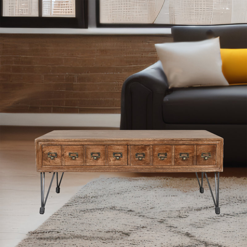 Table basse Katrein American Vintage avec tiroirs d'apothicaire