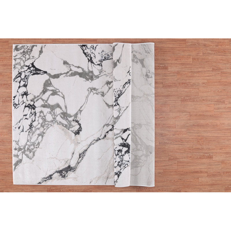 Ilios Collection Abstract Textured Black and Grey Rug, Rectangle 2' x 3'