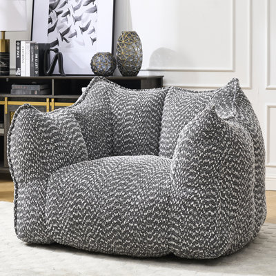 Pouf carré confortable - Chenille grise, mousse haute résilience pour chambre, salon, jeux vidéo, couloir