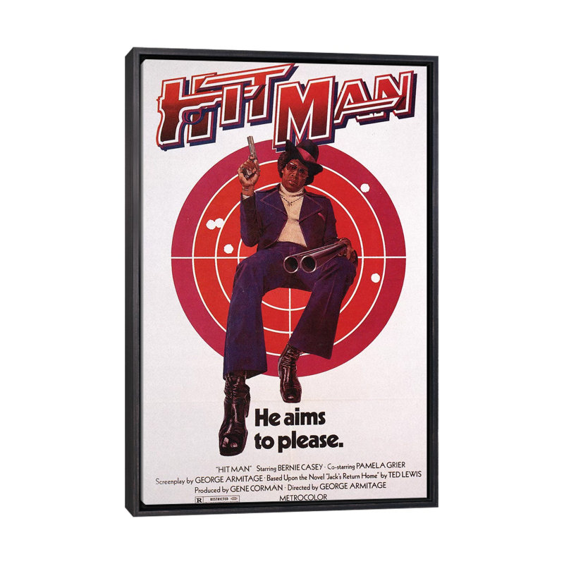 Affiche de film « Hit Man » par radio Days-impression, H 40 po x l 26 po x P 1,5 po, Toile avec cadre noir patiné