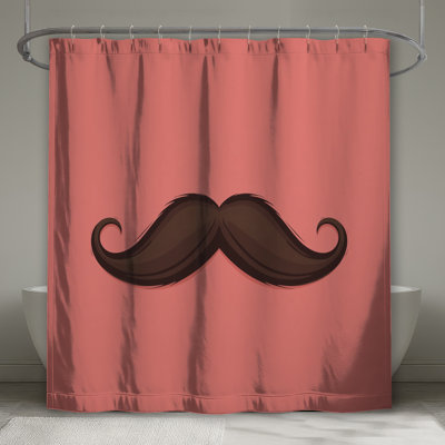 Brown Curled Mustache Shower Curtains Extra Long