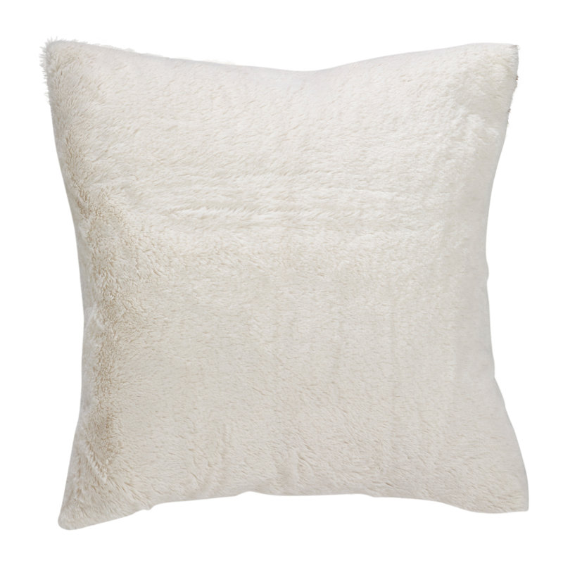 Matterhorn Collection Faux Fur Throw Pillow, 15" W x 15" L, White