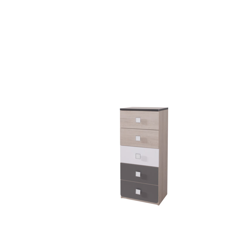 Munn 50cm W 5 - Drawer Chest of Drawers, Grey
