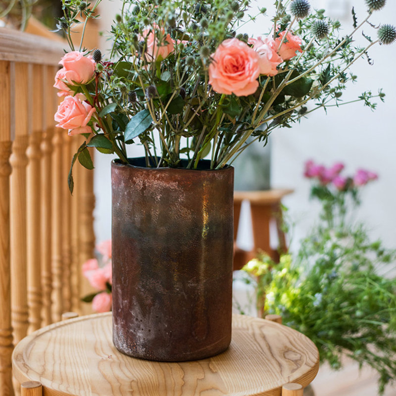 Handmade Glass Table Vase, 12" H x 7.8" W x 7.8" D