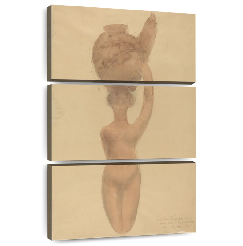 Femme nue Leisha portant un vase sur la tête, H 32 po x l 20 po