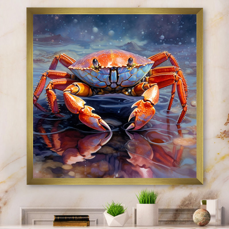 Décoration murale crabe Beachcombers IV - animaux, Cadre doré à une seule photo, H 24 po x l 24 po x P 1 po