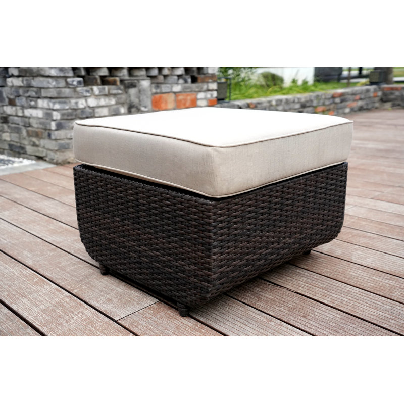 Repose-pieds d'extérieur avec coussin Brooklynrose Ovellette, Brun