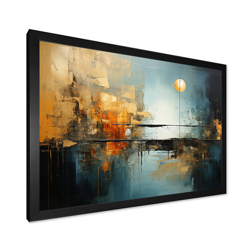 Impression sur toile Teal Orange Bold Energy I - Dams, H 16 po x l 32 po x P 1 po, Cadre simple noir