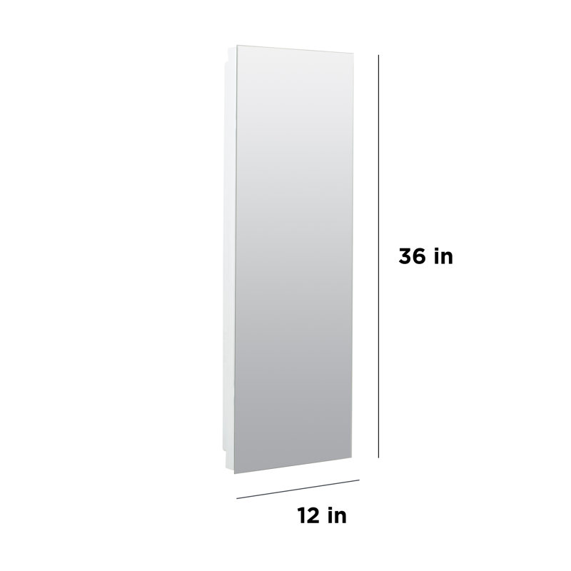 Antanea 12'' W 36'' H Recessed Frameless Medicine Cabinet Mirror 4 Adjustable